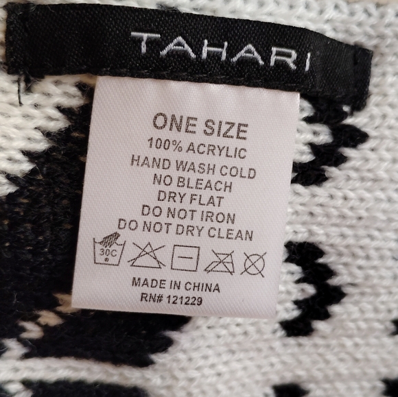 Tahari Black and White Knit Hat and Scarf Set - Picture 3 of 3